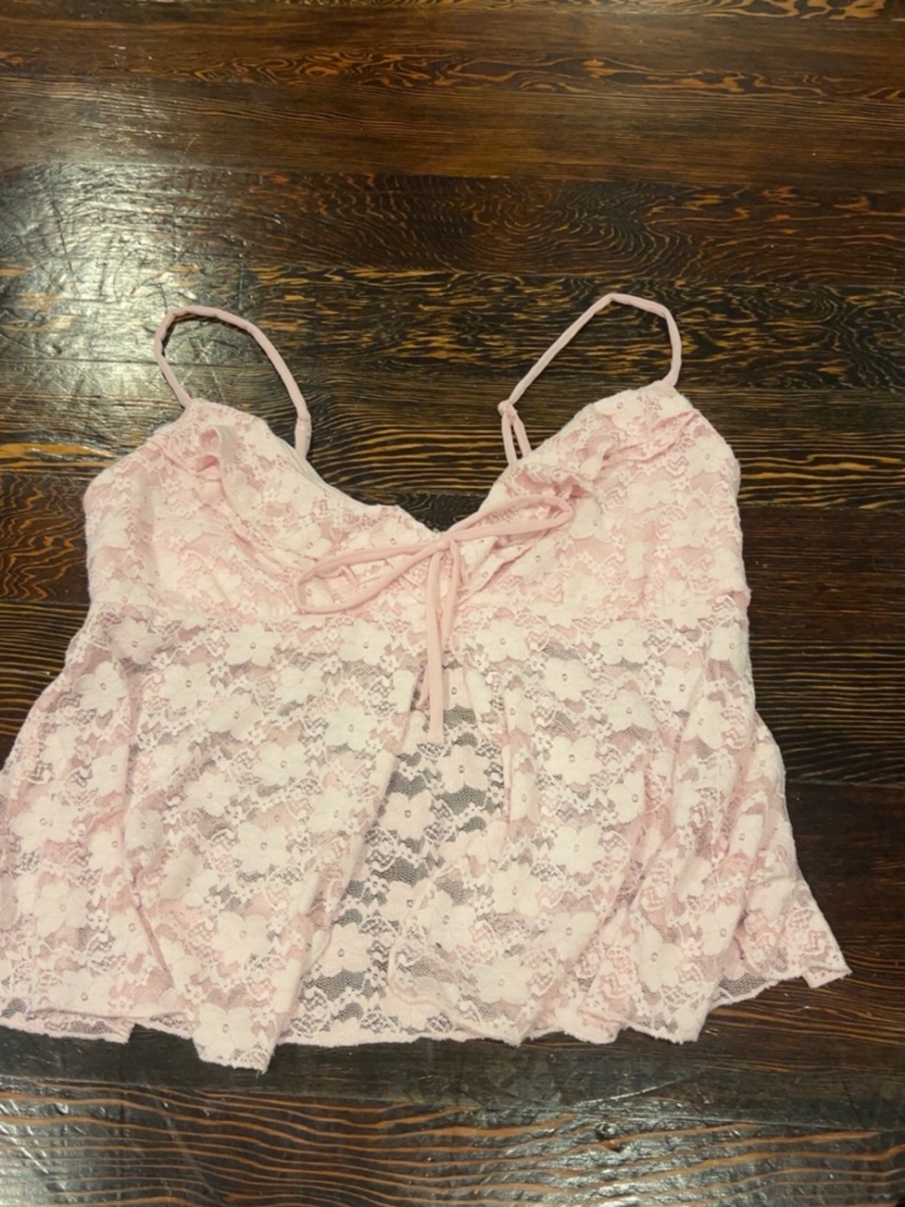 Garage Light Pink Lace Cami with Front Tie